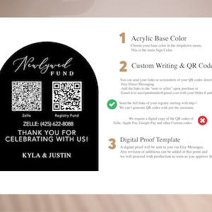 Acrylic Honeymoon QR Code Sign | Arch Cash Gift Table Decor image 6
