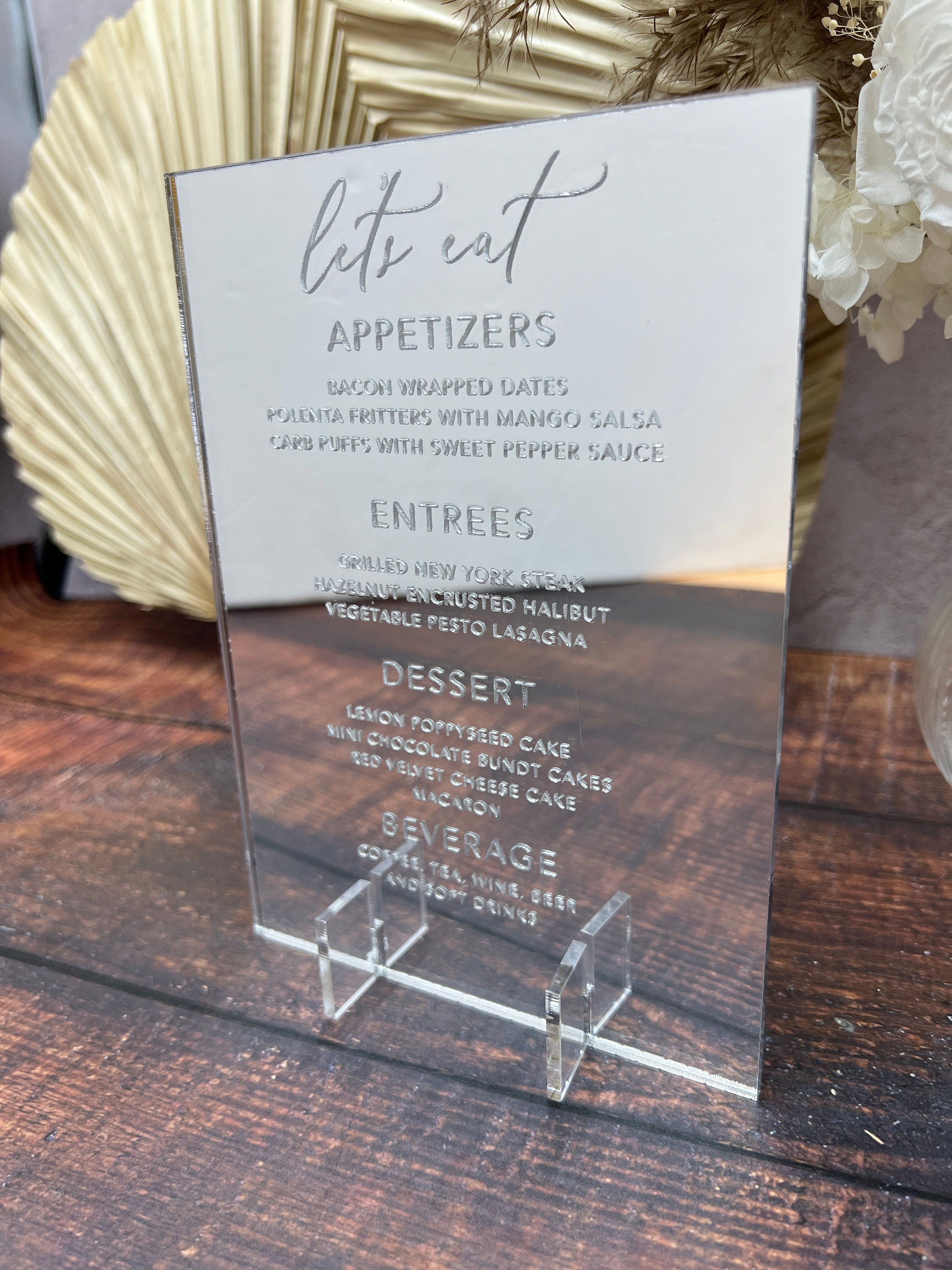 Etched/engraved Acrylic Menu Wedding Decor Wedding Menu Etsy