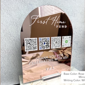 Acrylic Honeymoon QR Code Sign | Arch Cash Gift Table Decor image 5