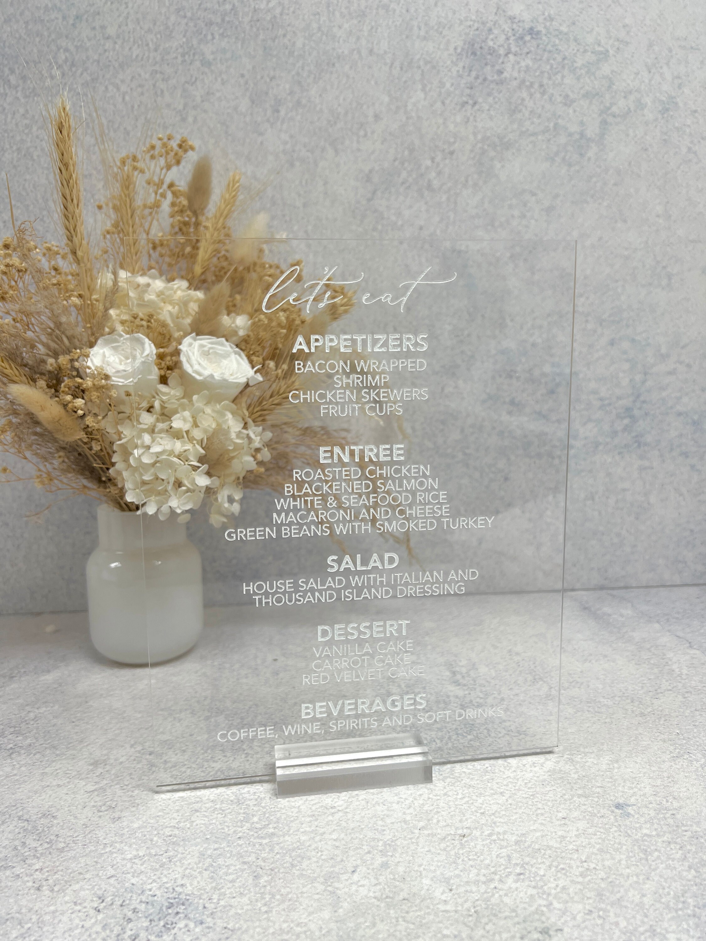 Menu Retangle Menu in Rectangle Acrylic - Etsy