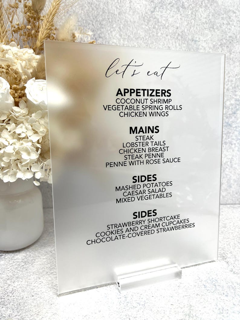 Rectangular Menus Menu in Rectangle Acrylic - Etsy