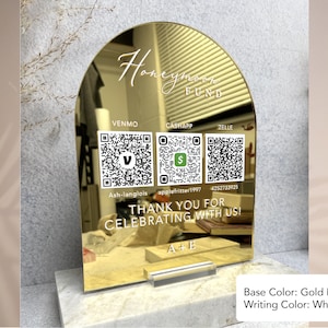 Acrylic Honeymoon QR Code Sign | Arch Cash Gift Table Decor image 4