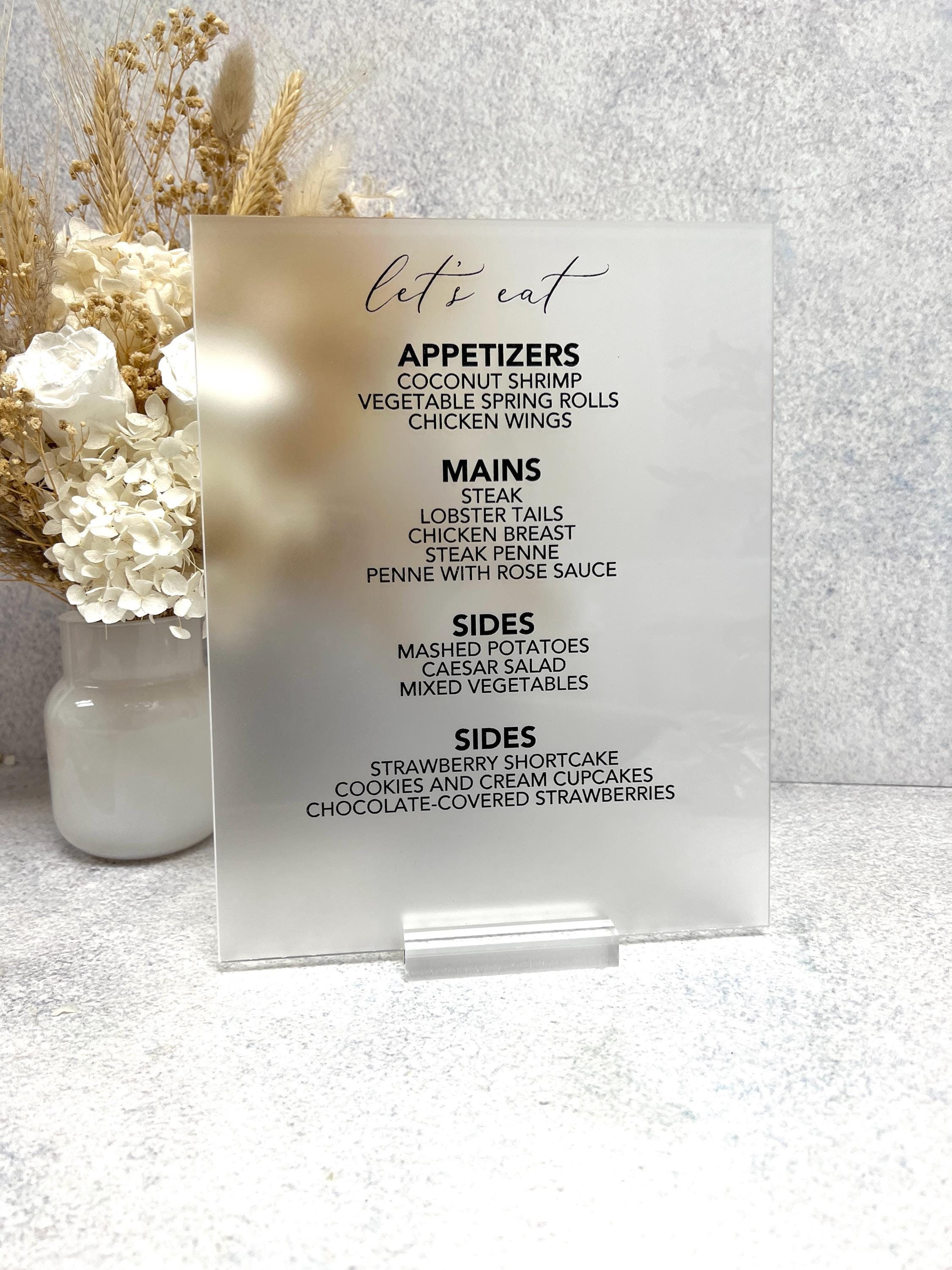 Menu Retangle Menu in Rectangle Acrylic - Etsy