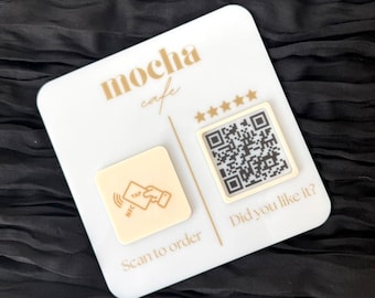Acryl Business Schild mit QR-Code oder NFC | Individuelles Social Media Display mit Logo