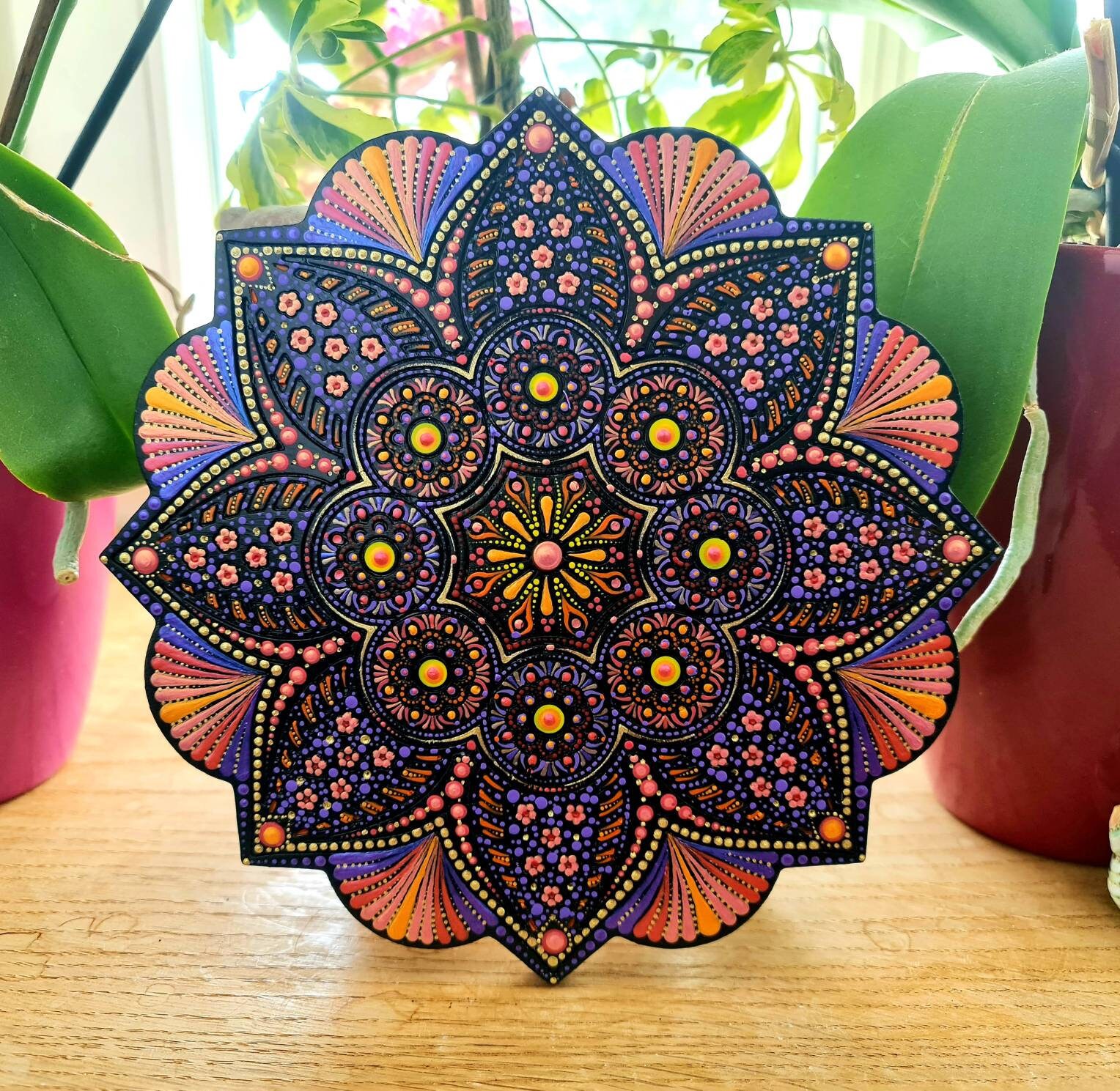 Großes Blumen-mandala Mit Metallic-effekten - Etsy