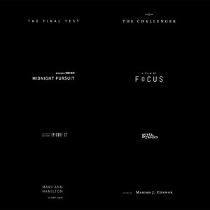 May include: A black and white image with the titles of several movies and television shows. The titles include "Serpents", "The Final Test", "The Challenger", "Tears = Rain", "Mystery of the Pyramid", "Midnight Pursuit", "A Film by Focus", "Dissection Entertainment", "Sound FX", "Episode 12", "Green Gables", and "Jean Simmons".