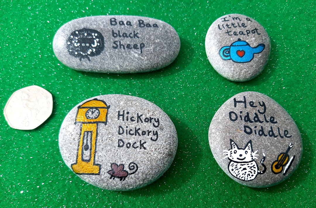 Nursery Rhyme Stones/early Learning/play Tray/kids Fun/hand Etsy