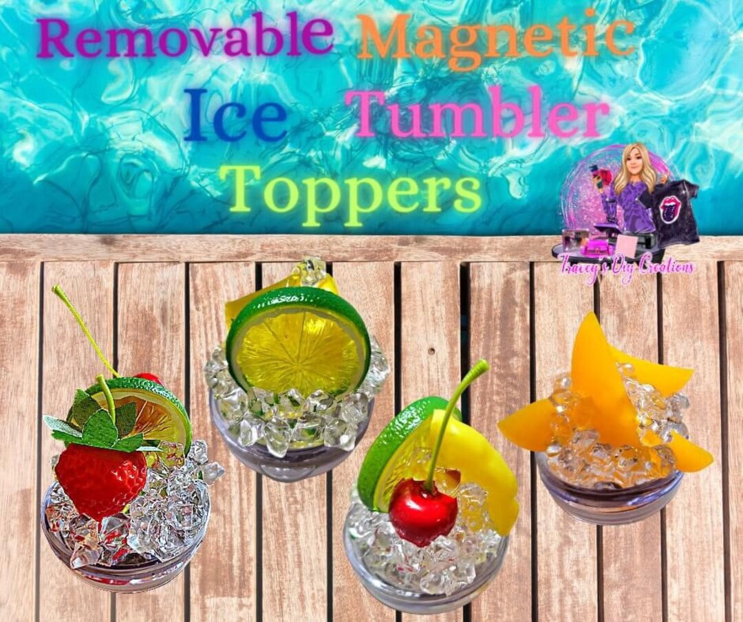 Removable 20 Oz Ice Tumbler Toppers, Removable Faux Ice and
