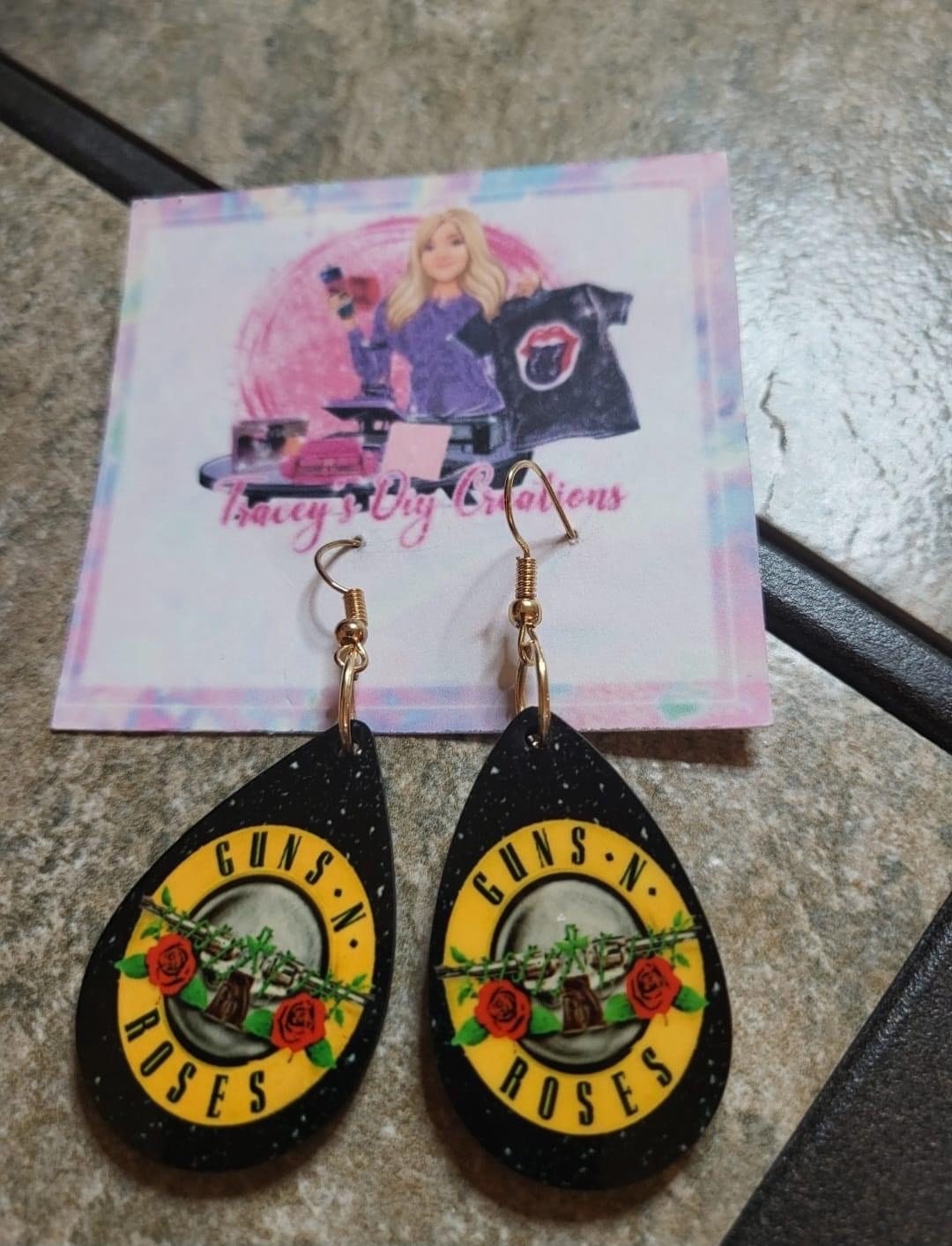 Guns N Roses Logo Teardrop Earrings Guns N Roses Jewelry Etsy