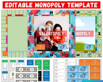 Erstellen Sie Ihr Monopoly-Brettspiel in Canva zum Valentinstag | Druckbar