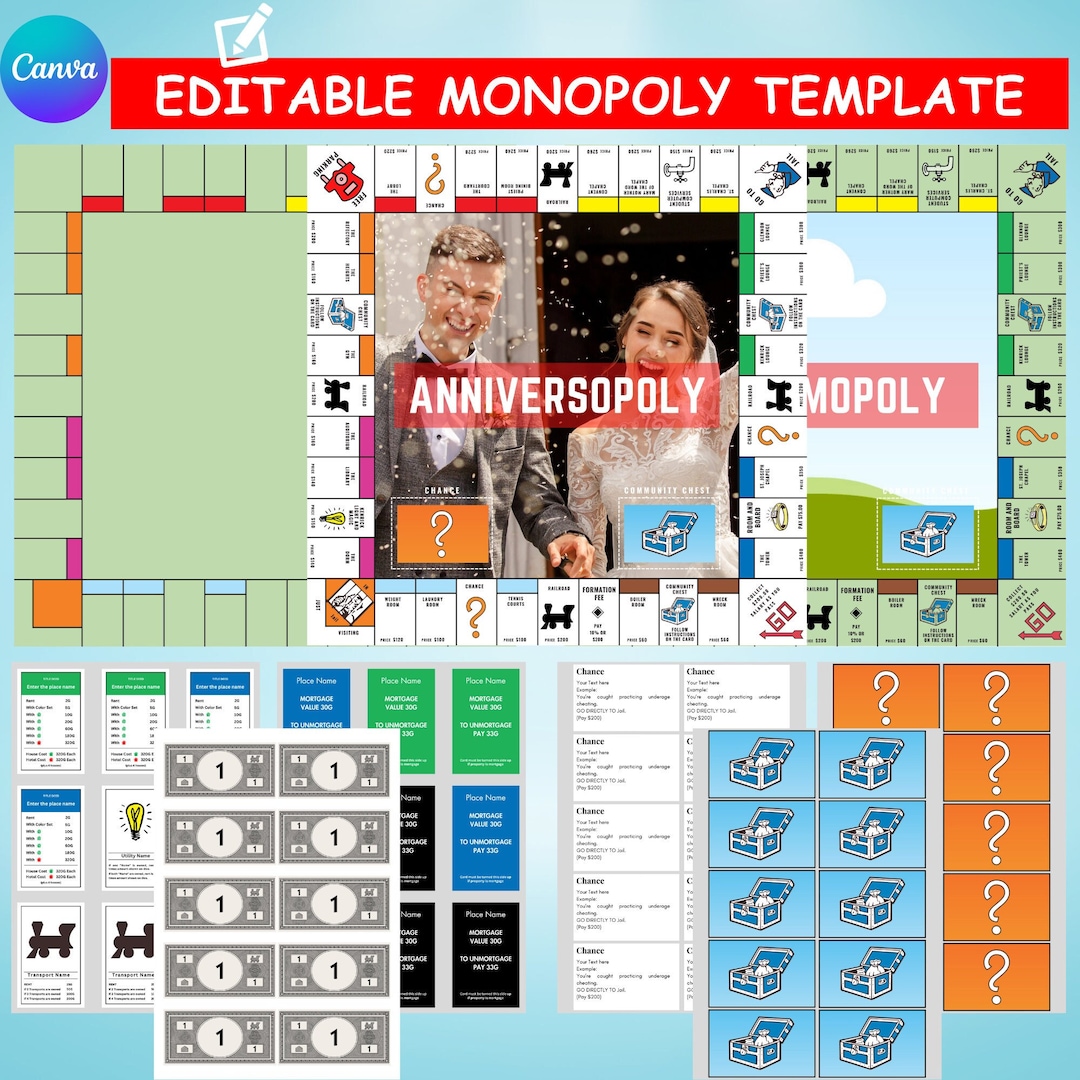 Custom Monopoly Template Canva Monopoly Board Games Fully Editable on Custom Monopoly Template Canva Monopoly Board Games Fully Editable on