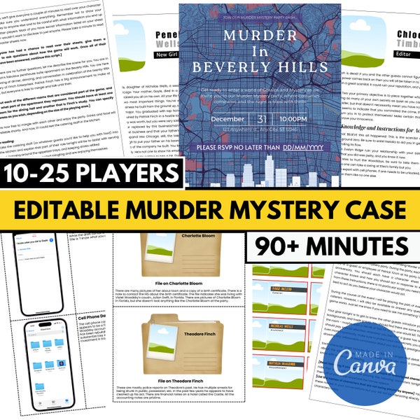 Archivo de caso de misterio de asesinato editable: totalmente editable en Canva