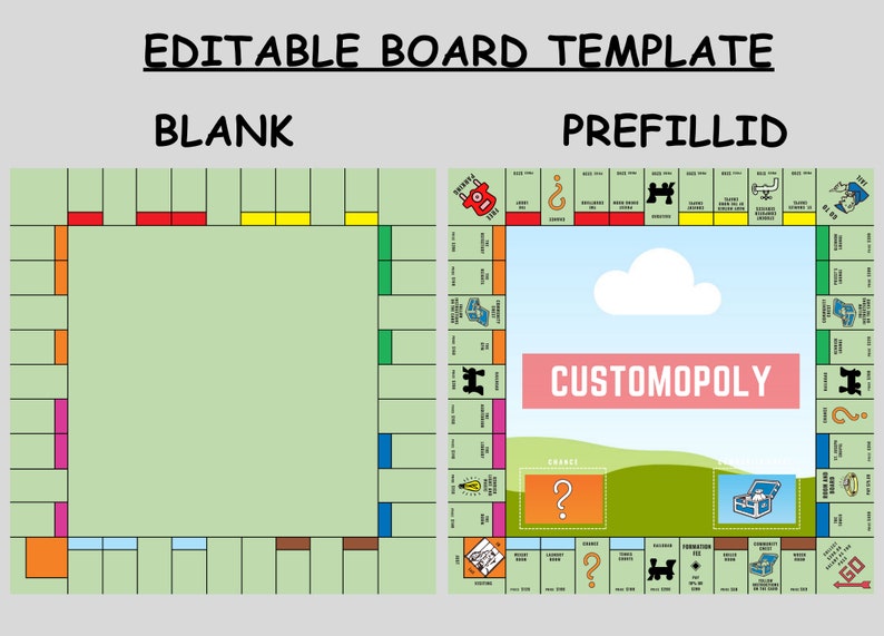 Modèle Monopoly personnalisé Canvas Jeux de société Monopoly entièrement modifiables sur Canva Téléchargement instantané du PDF image 4