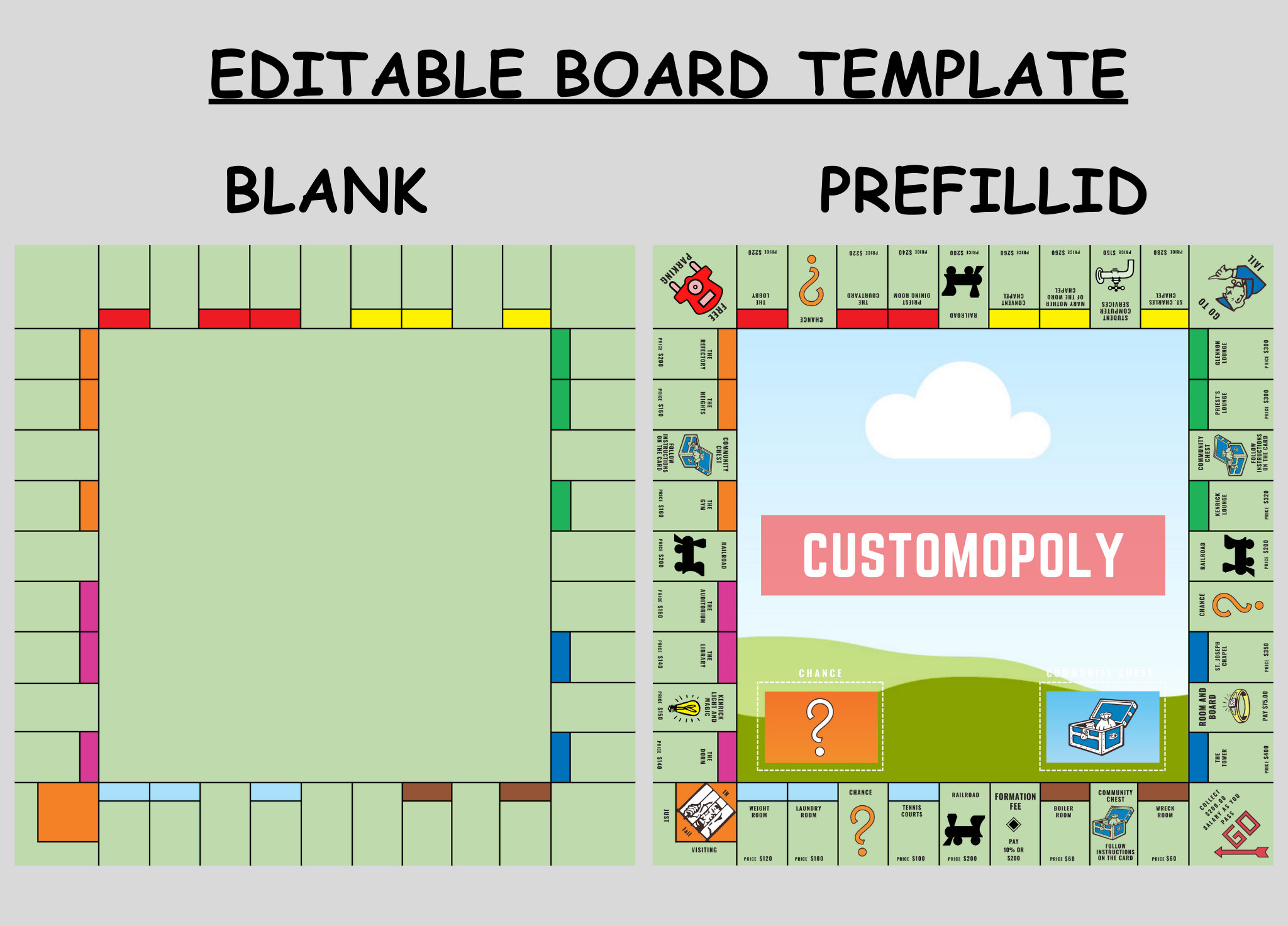 Plantilla de Monopoly personalizada Canva / Juegos de mesa Monopoly ...