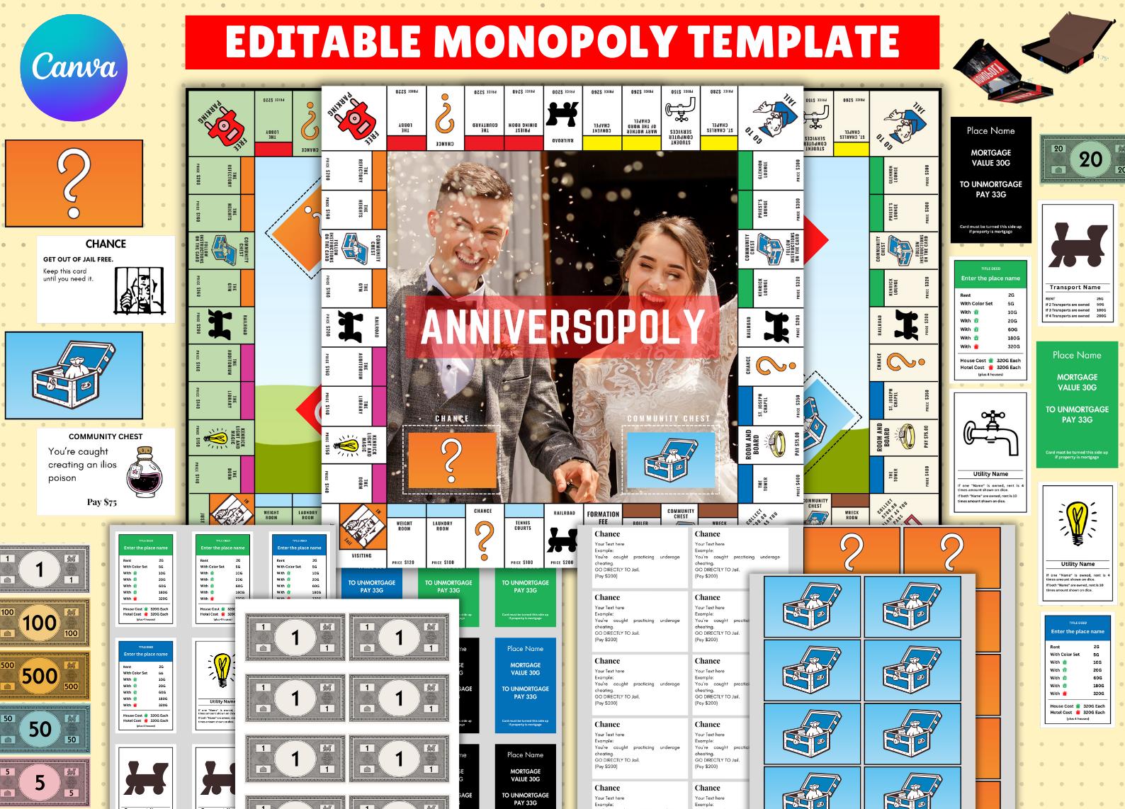 Plantilla editable de Monopoly para Canva: Juego de mesa personalizado (descarga inmediata)