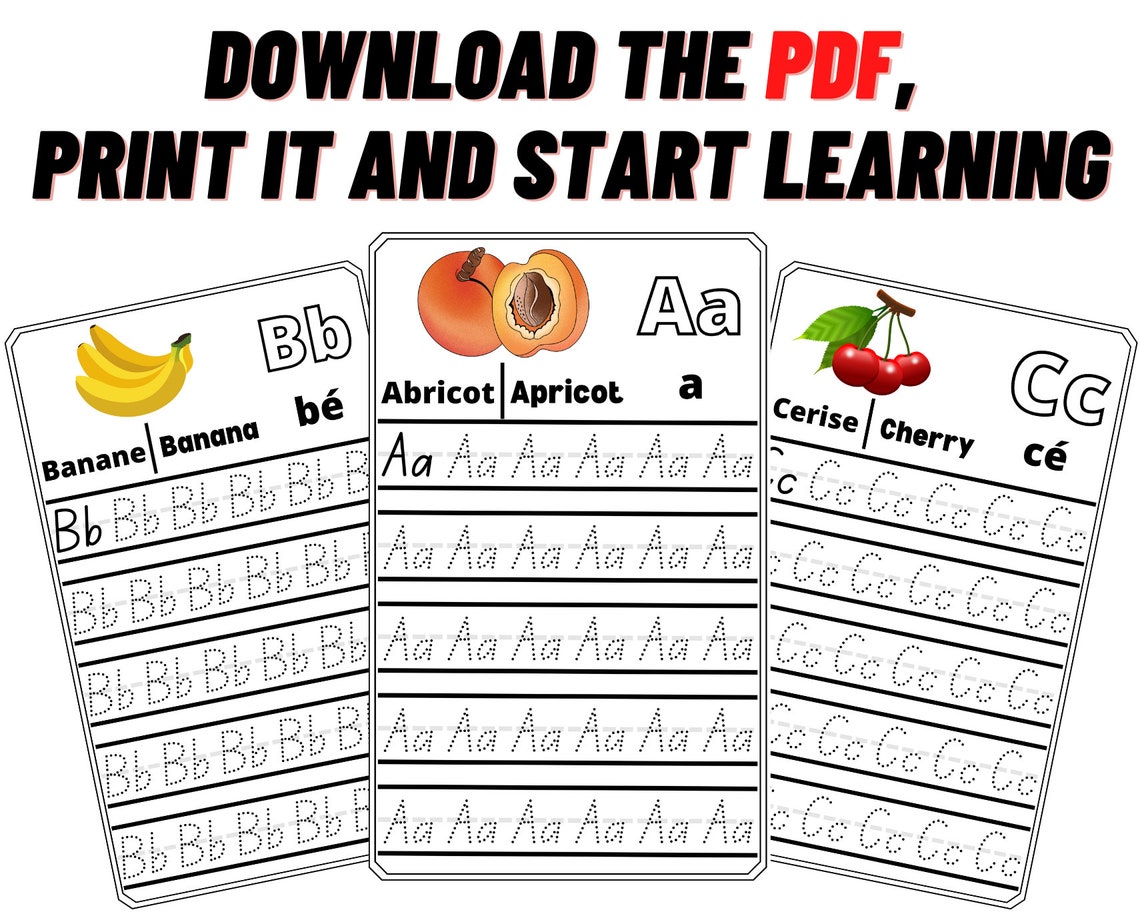 French Alphabet Printable Worksheet Activity Book for Kids Etsy