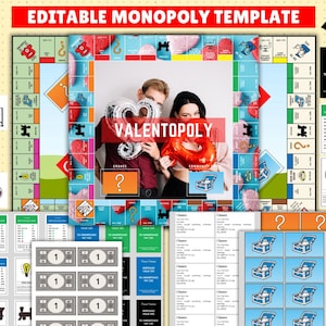 Editable Monopoly Board Game Template | Personalized Gift for Boyfriend, Girlfriend | Editable Couples Game | Editable in Canva