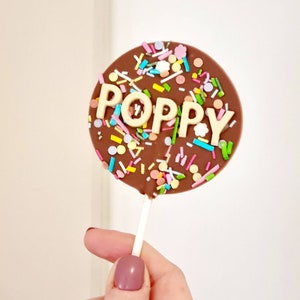 Chocolate Lollies, Chocolate Lollipops Personalised, Birthday Chocolate Letterbox Gift UK, Small Chocolate Gifts, Chocolate Lolly Pops