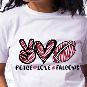 ピース ラブ ファルコンズ SVG、ファルコンズ SVG、ピース ラブ SVG、Cricut および Silhoutte 用カット