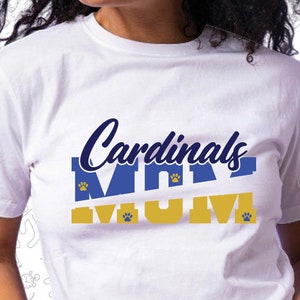 Cardinals Mom Svg, Paw Svg, Blue and Yellow, Team Spirit Svg