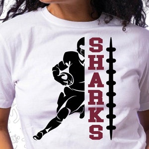 Sharks Svg, School Spirit, School Pride, Cut for Cricut and Silhoutte, Football Half Player Svg