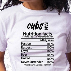 Cubs Nutrition Facts Svg, Cubs Svg, Sports Fan Svg, Cubs Fan Svg, Cut for Cricut en Silhoutte
