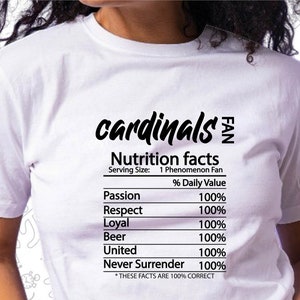 Cardinals Nutrition Facts Svg, Cardinals Svg, Sports Fan Svg, Cardinals Fan Svg, Cut for Cricut and Silhoutte