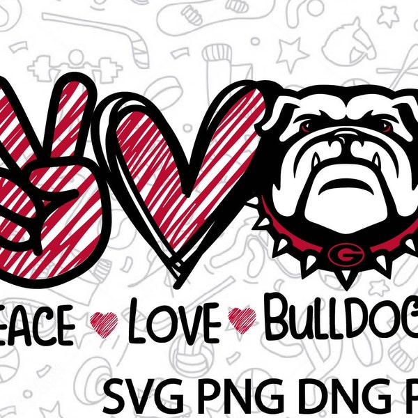 Peace Love Bulldogs Svg, Cut for Cricut and Silhoutte