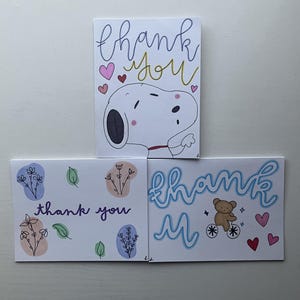 set of 3 homemade thank you cards