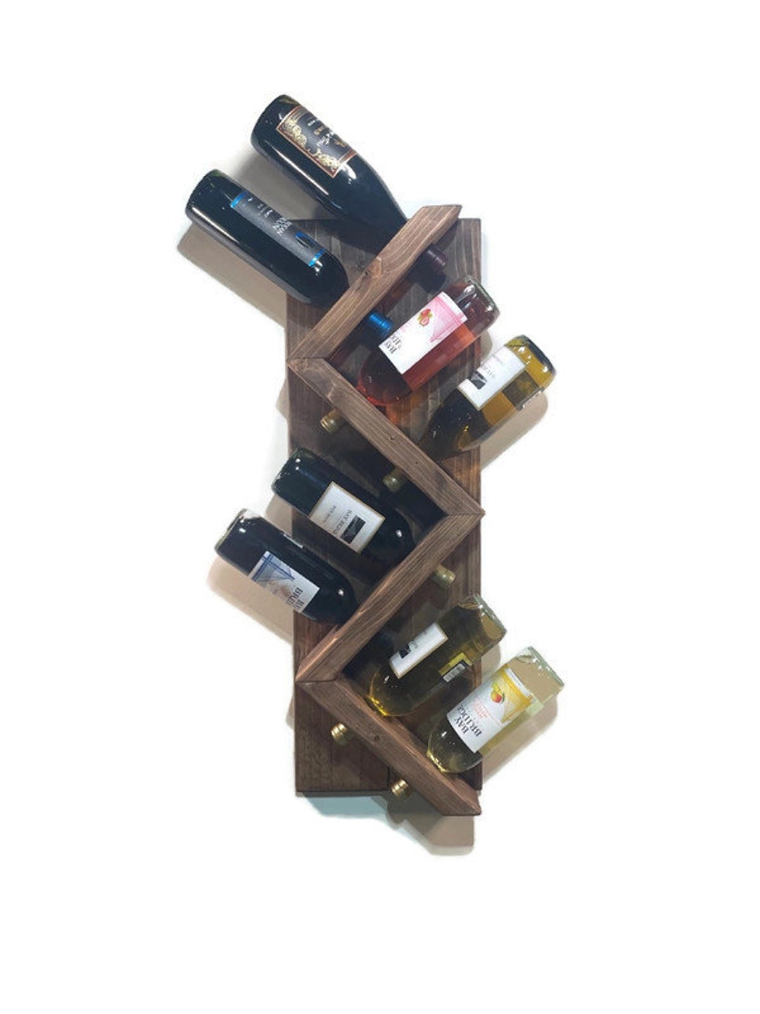 Wood Wine Rack, Rustic Zig Zag Wall Mounted. Perfect Display for Your