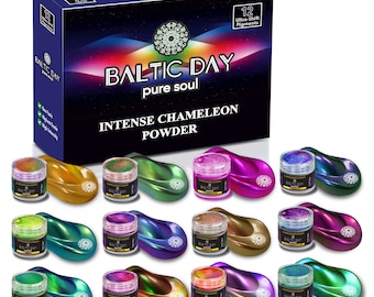Baltic Day - 12 Color Shifting | Super Chameleon Pigments Set [12g] - Mica Powder for Epoxy Resin, Paint, Acrylic, Nail Polish, Painting