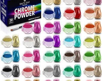 BALTIC DAY - 30 Chrome Mica Powder - Metallic Mirror Effect Chrome Pigment for Nails - Pigments for Epoxy Resin, Tumblers, Painting, Slime