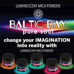 Baltic Day Glow in the Dark Pigment Powder 12 Luminous Colors x 20g Jars Glowing Pigment for Epoxy Resin, Nail Art, Acrylic Paint image 3