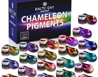 BALTIC DAY - Chameleon Mica Powder, 20 x 5g Jars of Color Shift Mica Powder Set - Holographic Mica Powder - Mica Powder for Resin