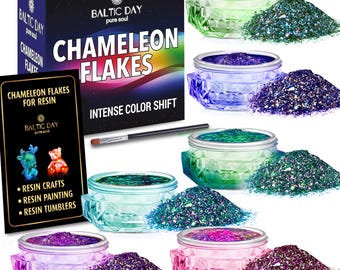 BALTIC DAY - 6 Chameleon Flakes - Chameleon Flakes for Resin NR2 - Color Shift Mica Pigment Powder for Epoxy Resin - Chrome Flakes