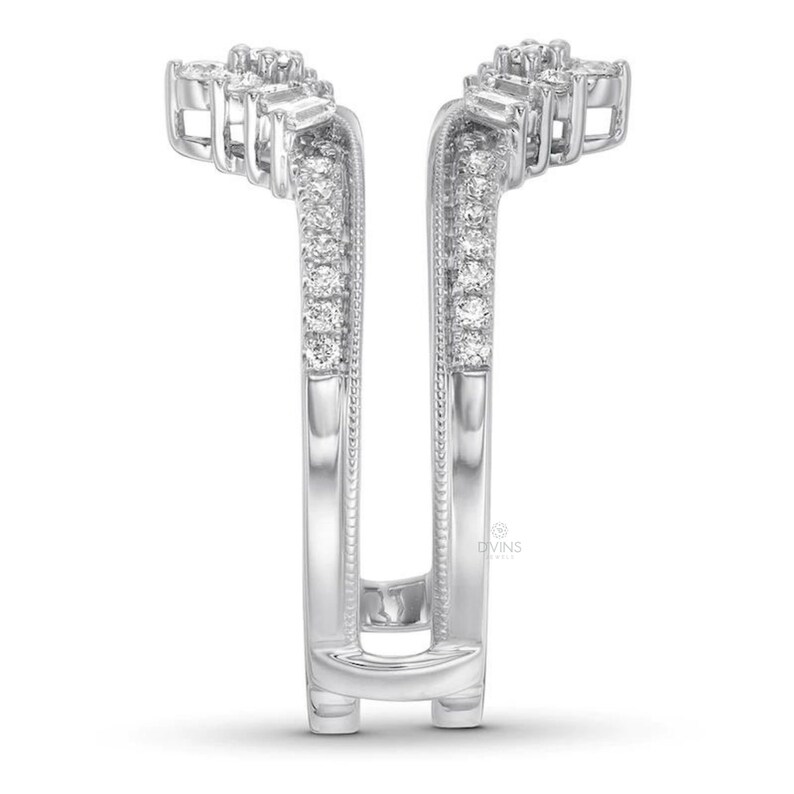 Ring Enhancer White Gold Gaurd Enhancer Ring Moissanite Etsy