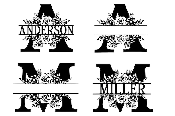 Flower Split Monogram Alphabet SVG Split Monogram Frame - Etsy
