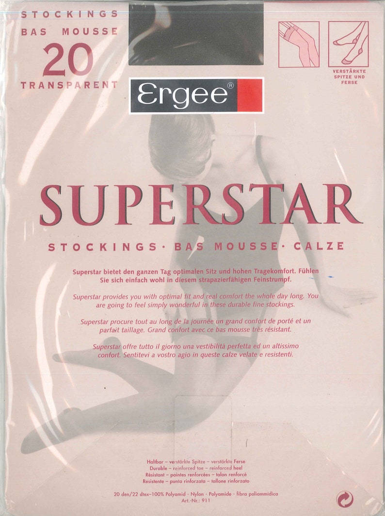 Bas En Mousse ERGEE SuperStar 20 - Taille 8 1/2-9 - Couleur Naturel - Style Jarretelle - Neuf Avec étiquettes