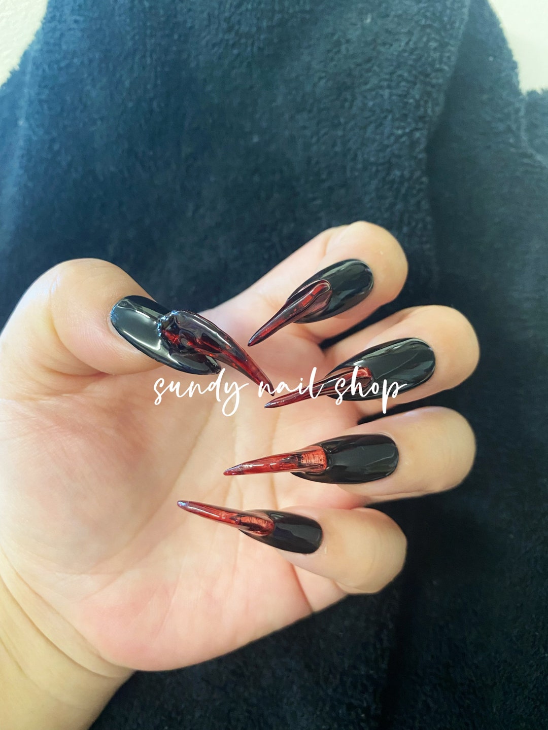 Cat Claws Press on Nsils/exaggerated Design Press on Nails/ Halloween Cat  Claws Glue on Nails/black Blood Cat Claws Halloween Press on Nail - Etsy