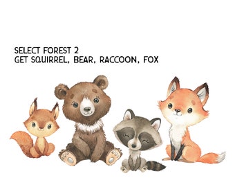 Peel & Stick Wall Décor Watercolor Woodland Animals Wall Decals Baby Bedroom Nursery Décor Vinyl and Fabric Decals