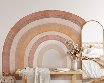 Wall Decal 1018 RAINBOW Terracotta Mural Peel & Stick Fabric Vinyl Kids Bedroom Bohemian Nursery Playroom Décor Watercolor Art Boho Rainbow