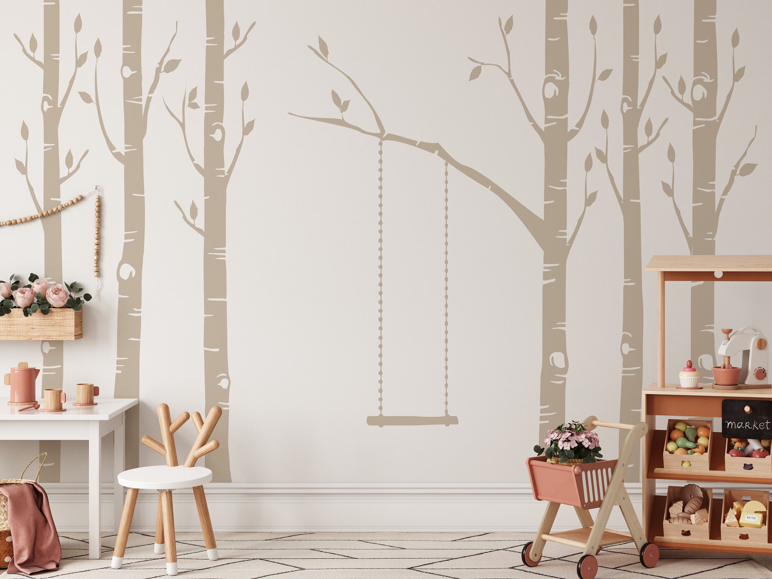 Premium Removable 4 Birch VINYL Trees Removable VINYL Wall Decals ...