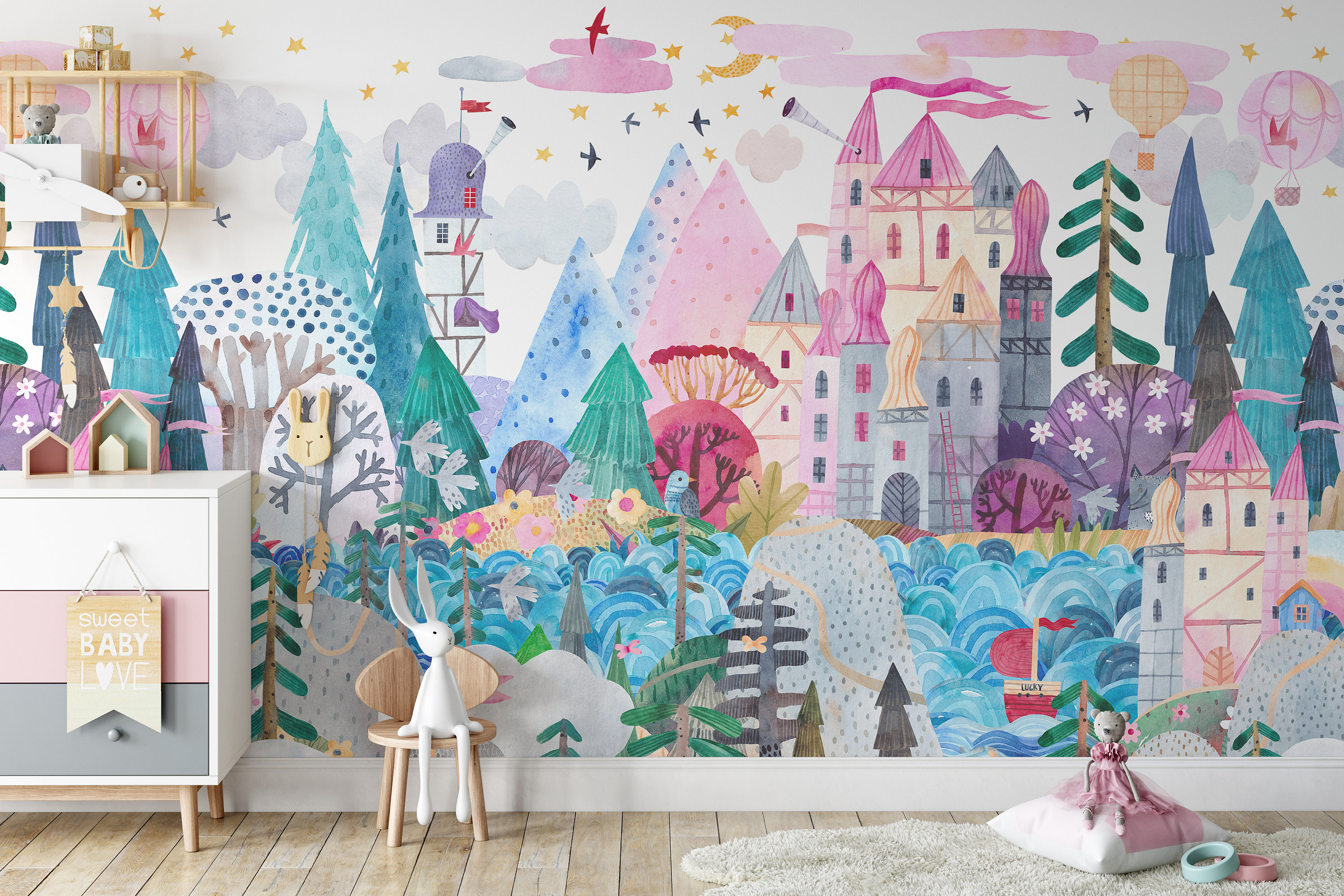 SAMPLE WALLPAPER Mural Peel & Stick Kids Nursery Playroom Décor ...
