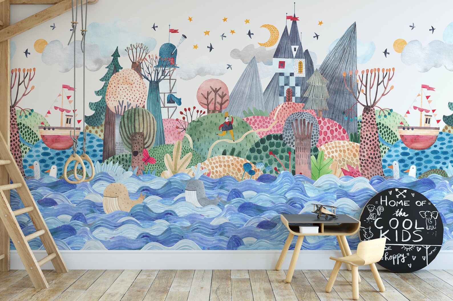 Curated visual reference: Visual Reference: Canvas Wallpaper Mural Genesis Peel Stick Opaque Kids Bedroom Nursery