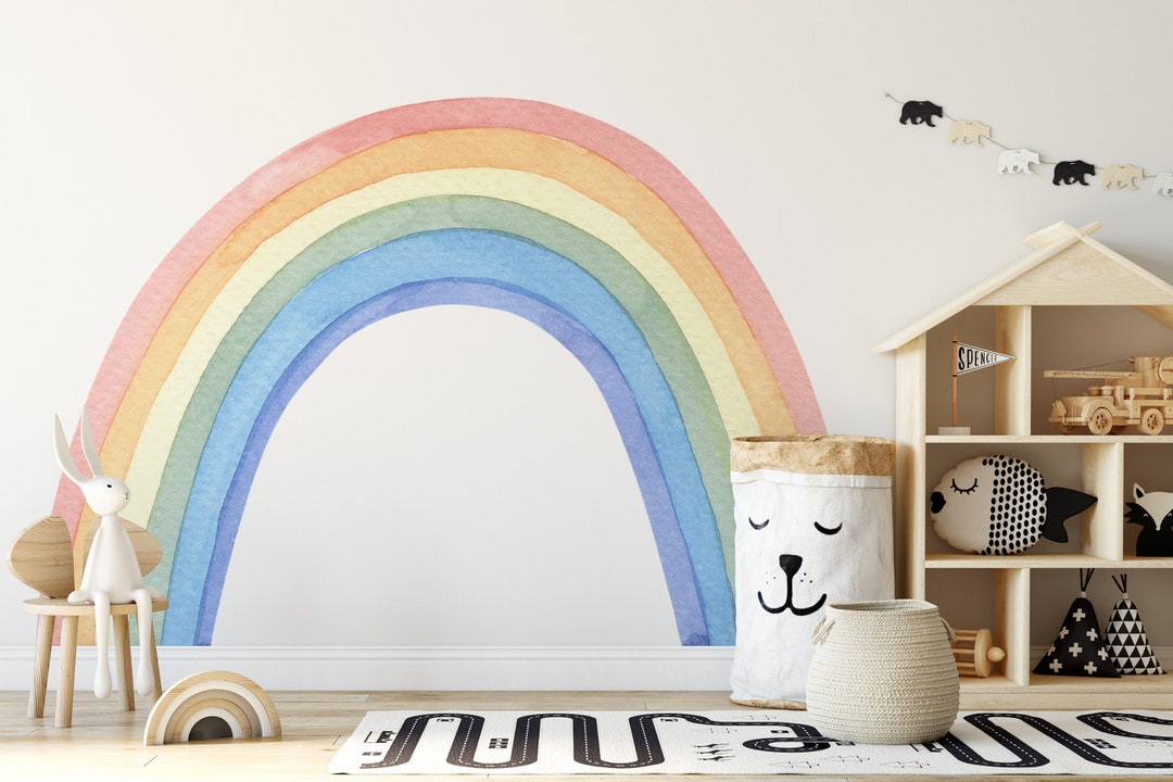 Wall Decal 1017 RAINBOW Mural Peel & Stick Fabric or Vinyl Kids Bedroom ...