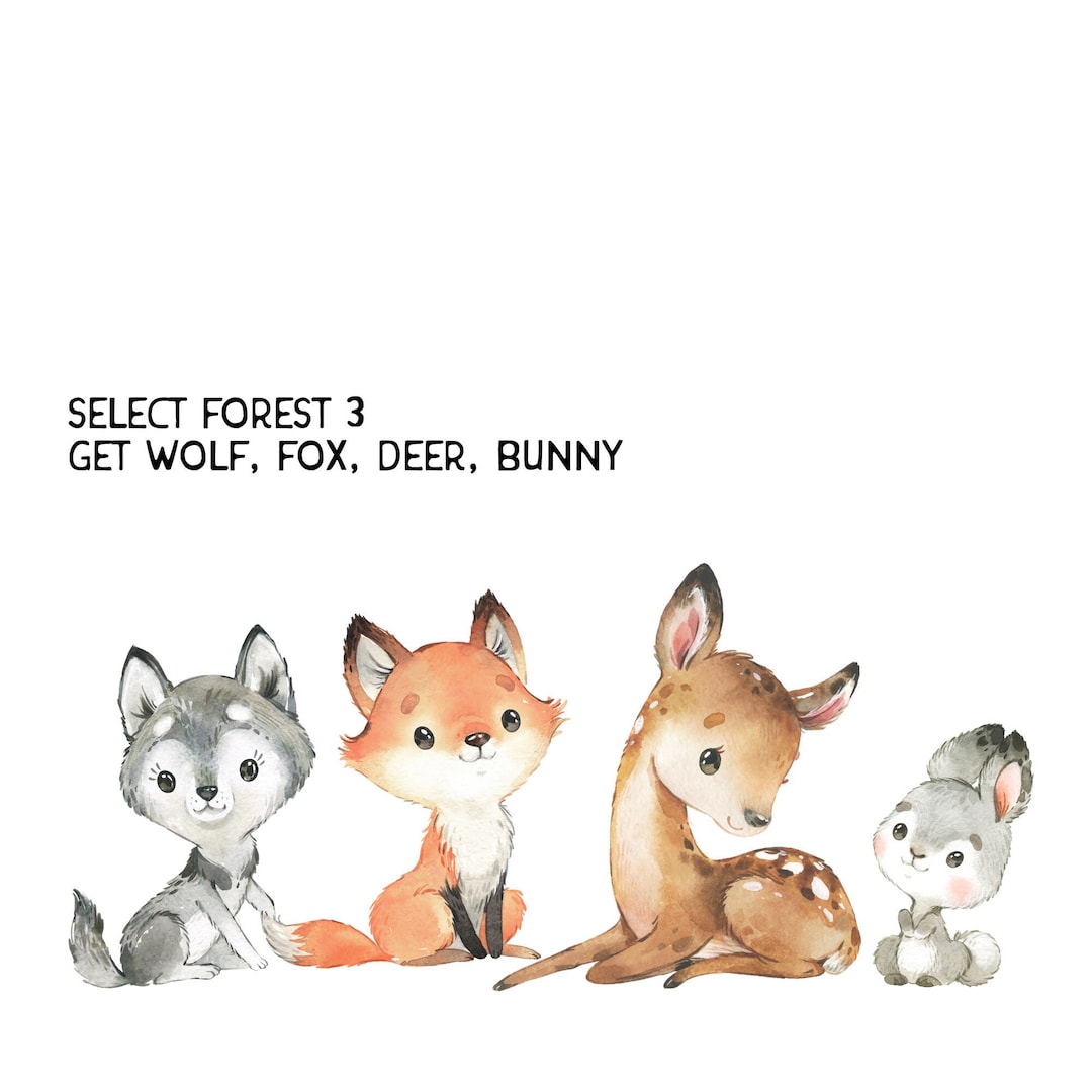 Peel & Stick Woodland Watercolor Animals Wall Decals Baby Gender ...
