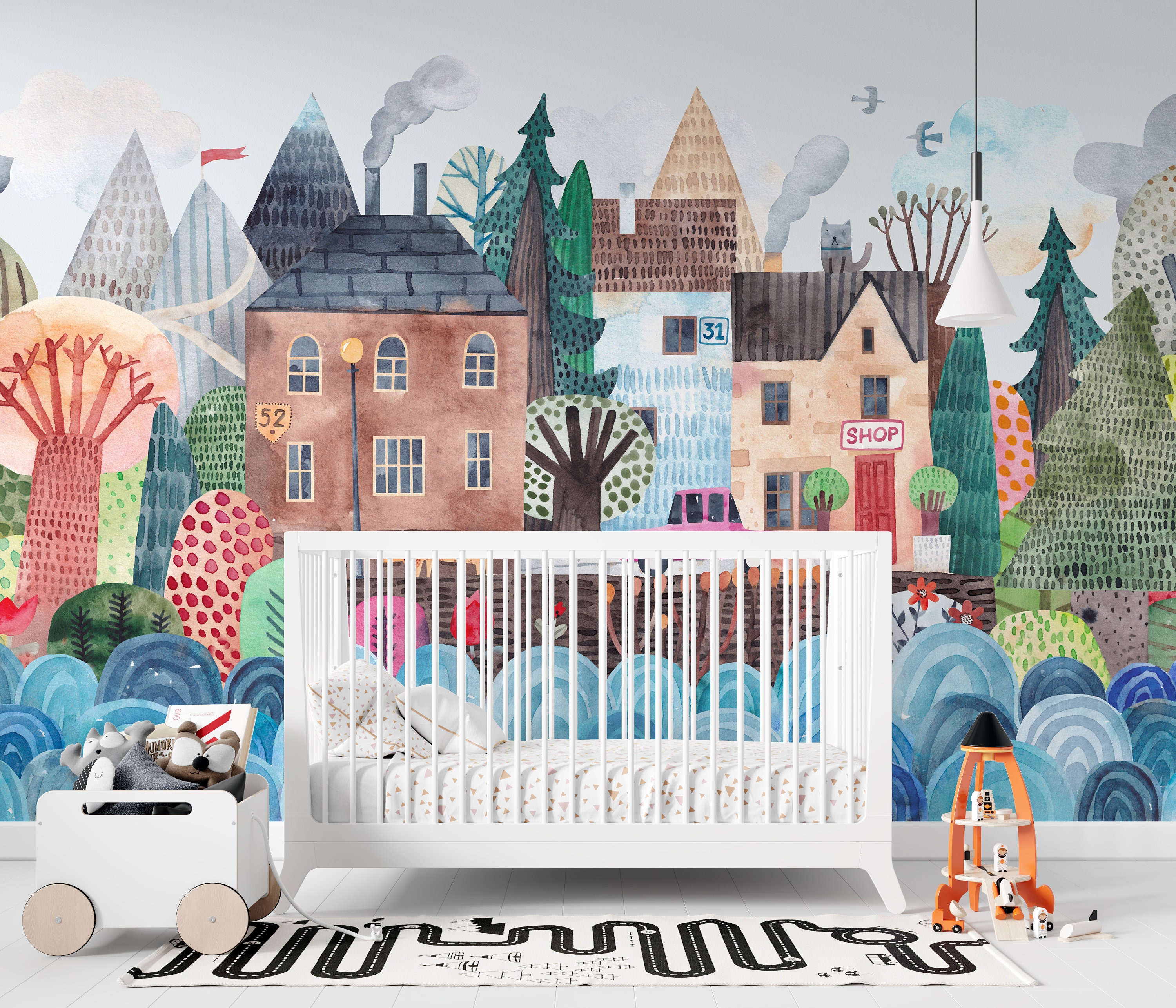 SAMPLE WALLPAPER Mural Peel & Stick Kids Nursery Playroom Décor ...
