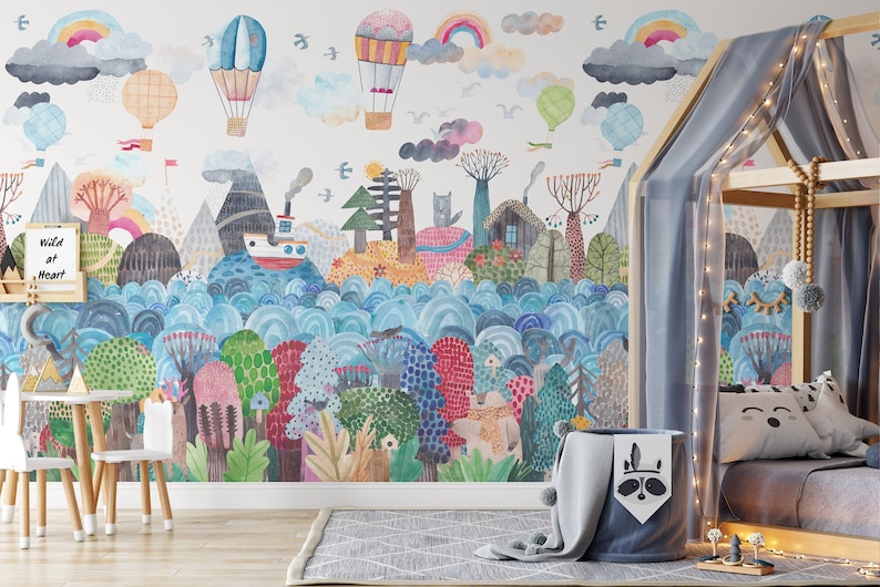 SAMPLE WALLPAPER Mural Peel & Stick Kids Nursery Playroom - Etsy