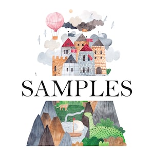 SAMPLE Fairy Tale Hill Fantasy Watercolor Vinyl and Peel and Stick Self Adhesive Fabric Nursery Décor