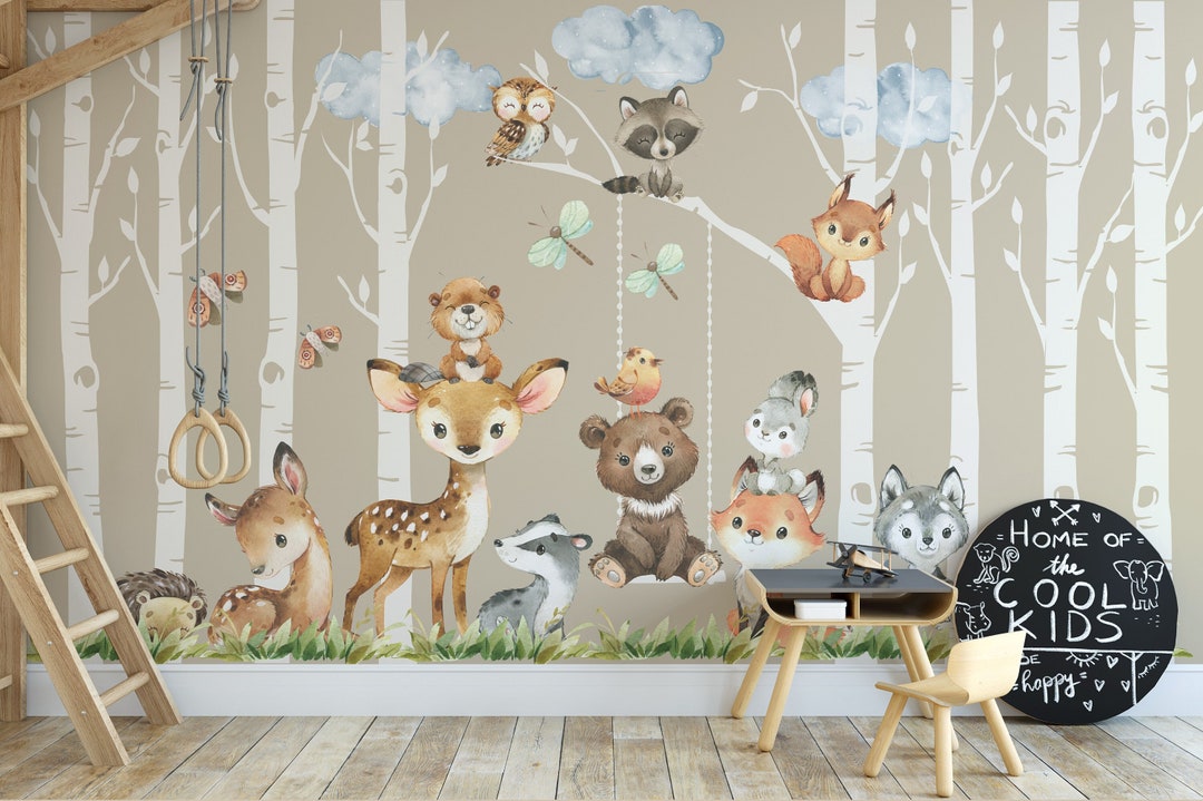 Removable Woodland Wall Decals | Premium Nursery 8 Vinyl Trees 12 Peel ...